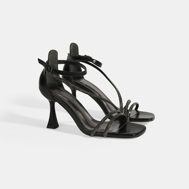  Kadın Siyah Toka Detaylı Topuklu Abiye Sandalet