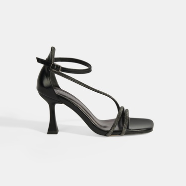  Kadın Siyah Toka Detaylı Topuklu Abiye Sandalet