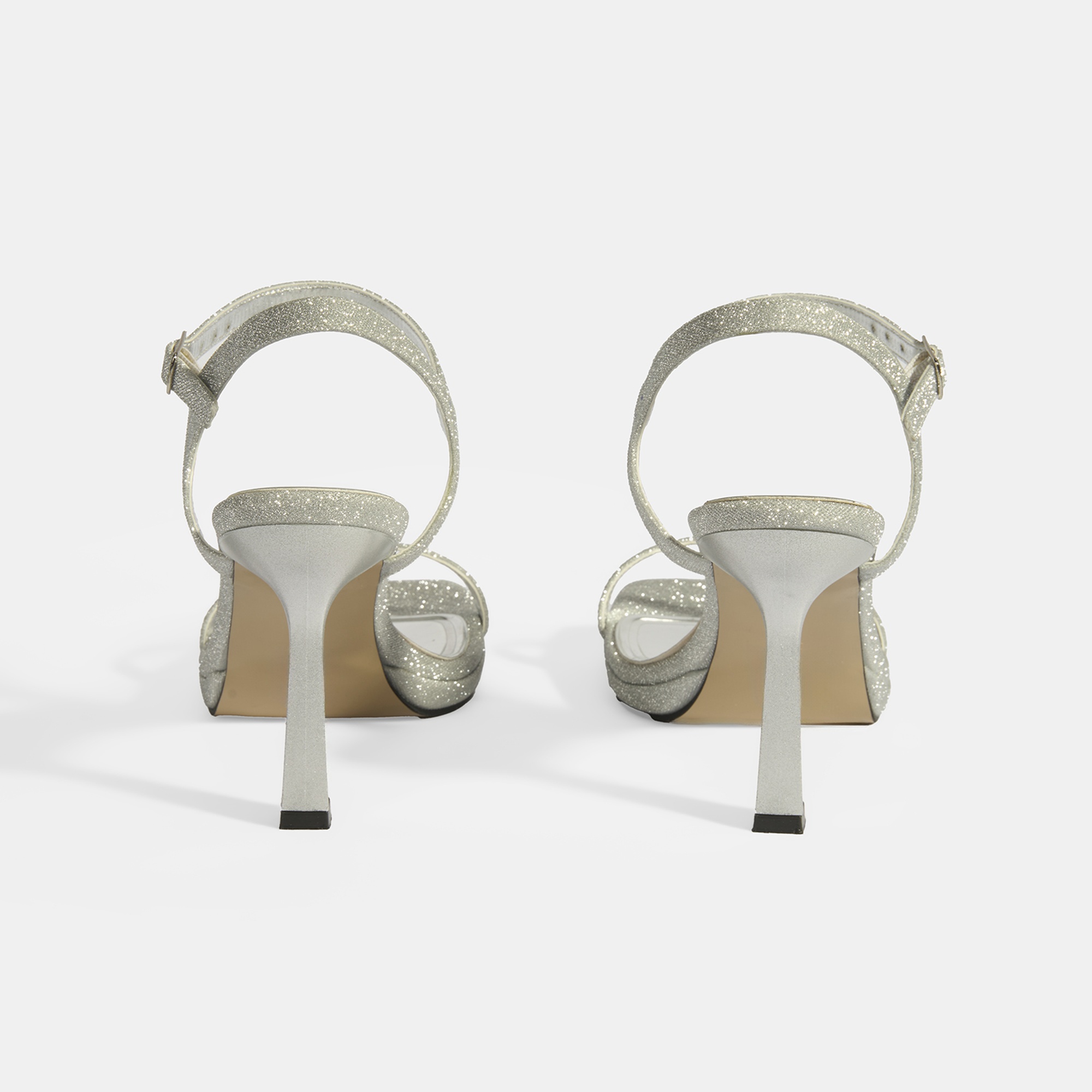 Kadın Gümüş Toka Detaylı Topuklu Abiye Sandalet