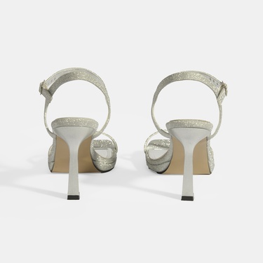  Kadın Gümüş Toka Detaylı Topuklu Abiye Sandalet