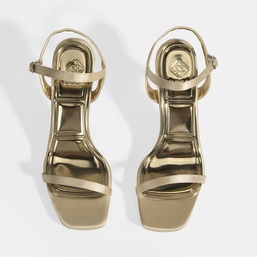  Kadın Gold Toka Detaylı Topuklu Abiye Sandalet