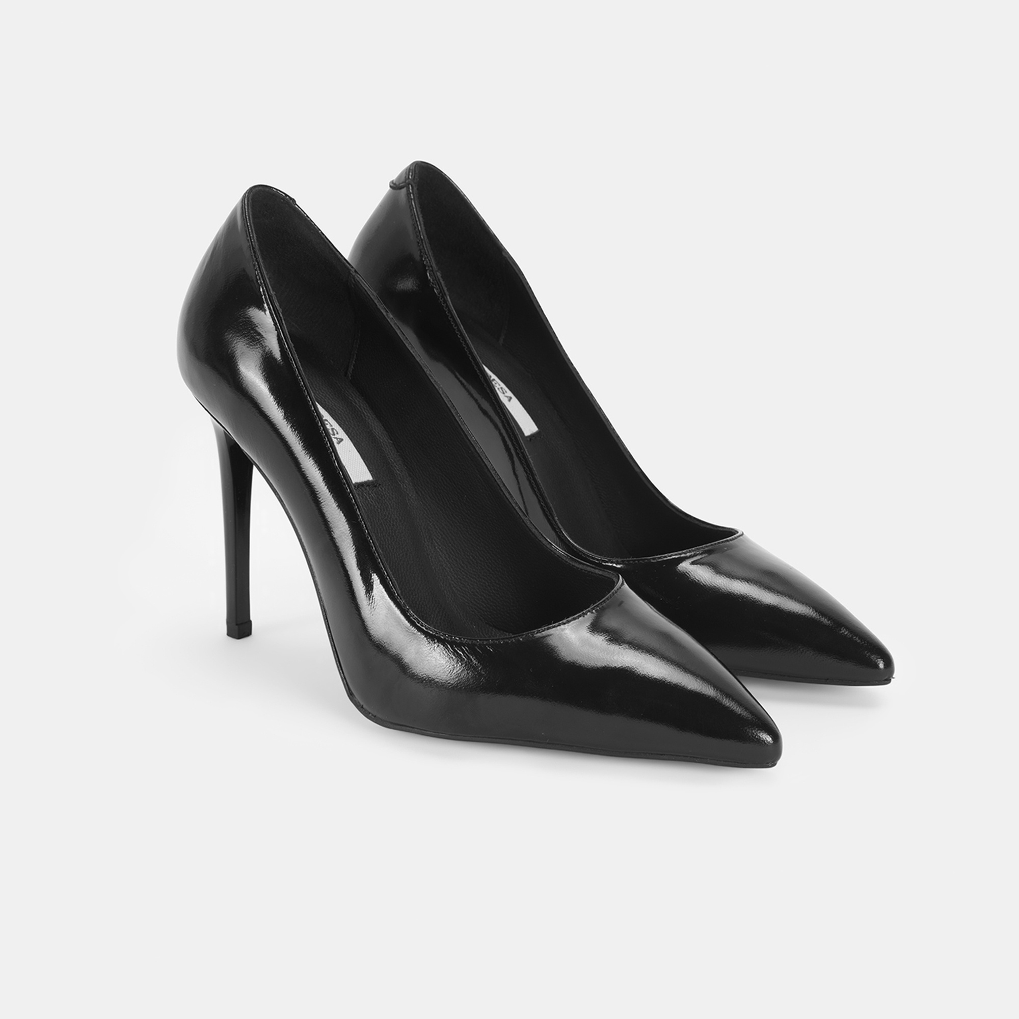 Kadın Siyah Rugan Topuklu Klasik Ayakkabı