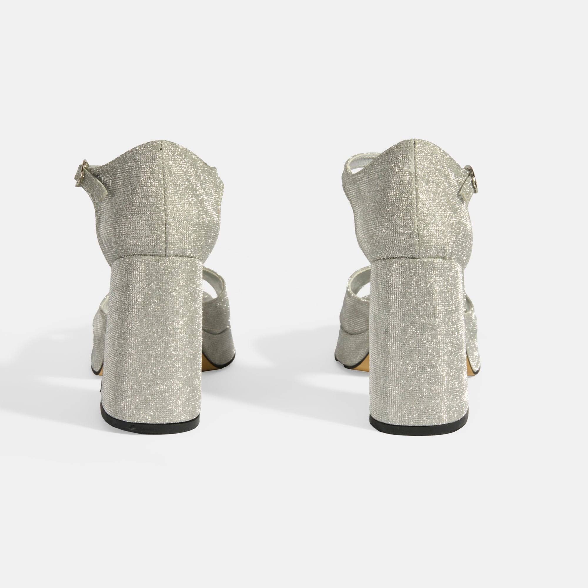 Kadın Gümüş Toka Detaylı Topuklu Abiye Sandalet