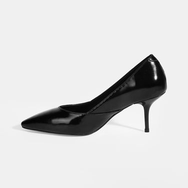  Kadın Siyah Rugan Topuklu Ayakkabı