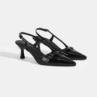  Limited Edition Siyah Kadın Rugan Topuklu Ayakkabı