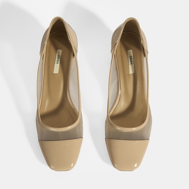  Kadın Bej File Detaylı Topuklu Klasik Ayakkabı