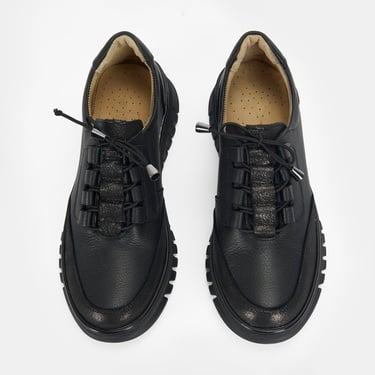  Kadın Siyah DesaComfort Deri Bağcıklı Günlük Ayakkabı