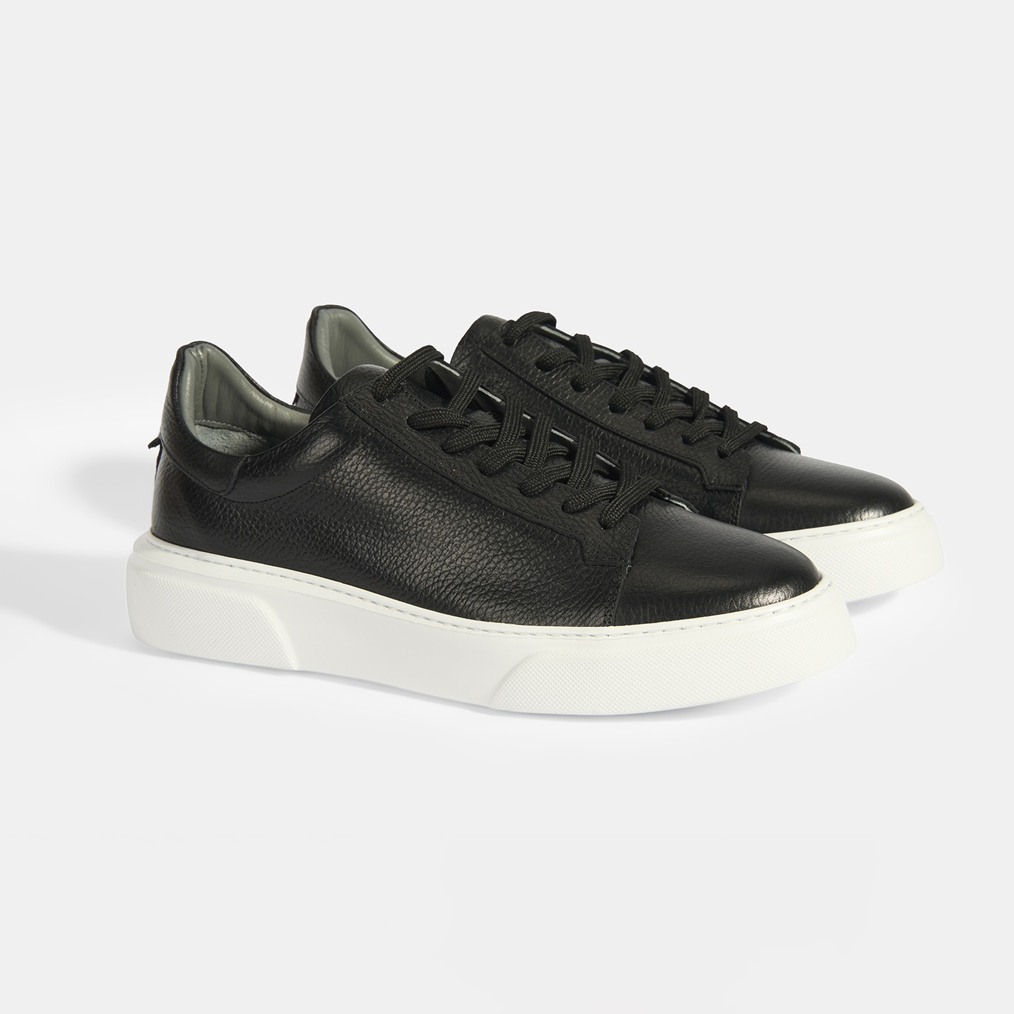 Reminya Siyah Erkek Deri Bağcıklı Günlük Ayakkabı