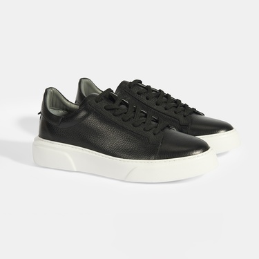  Reminya Siyah Erkek Deri Bağcıklı Günlük Ayakkabı