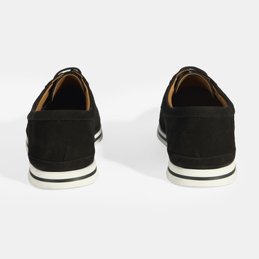  Erkek Siyah Nubuk Deri Bağcıklı Günlük Ayakkabı