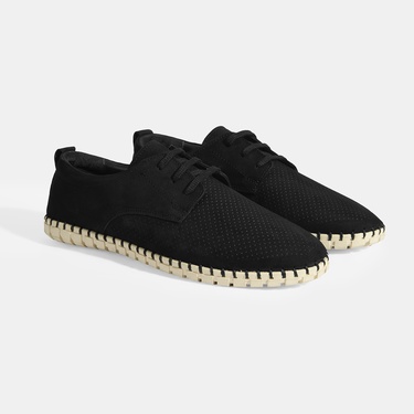  Moriya Siyah Erkek Deri Bağcıklı Günlük Ayakkabı