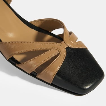  Kadın Bej Slingback Deri Günlük Ayakkabı