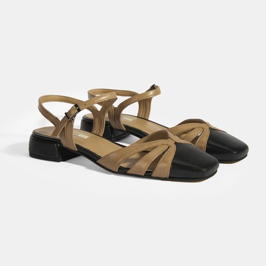  Kadın Bej Slingback Deri Günlük Ayakkabı