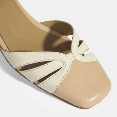  Kadın Beyaz Slingback Deri Günlük Ayakkabı