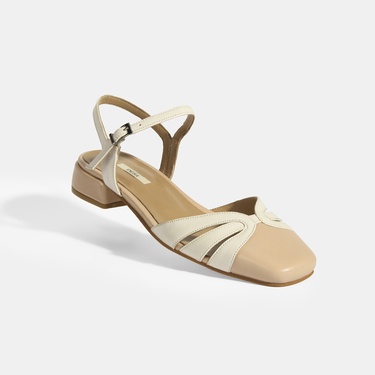  Kadın Beyaz Slingback Deri Günlük Ayakkabı