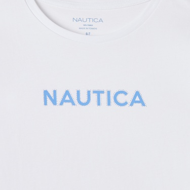  Nautica Kız Çocuk Beyaz Regular Fit Baskılı T-Shirt