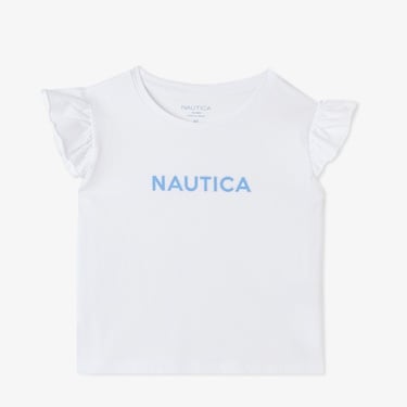  Nautica Kız Çocuk Beyaz Regular Fit Baskılı T-Shirt