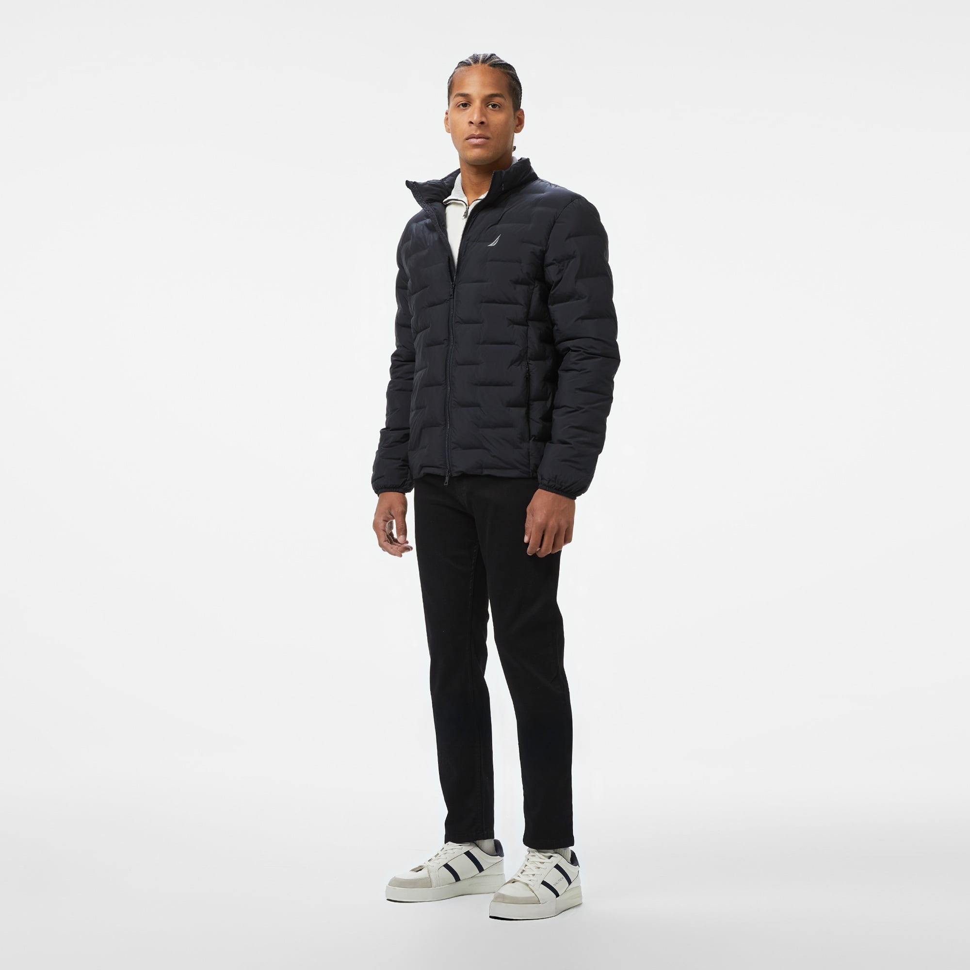 Nautica Erkek Siyah Standart Fit Dik Yaka Mont