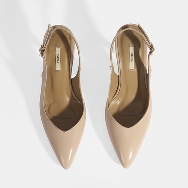  Kadın Pudra Rugan Topuklu Ayakkabı