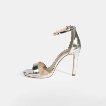  Kadın Gümüş Topuklu Abiye Sandalet