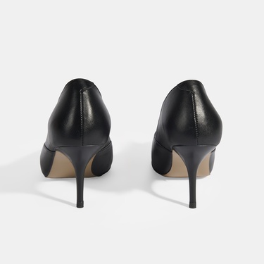  Kadın Siyah Deri Topuklu Klasik Ayakkabı
