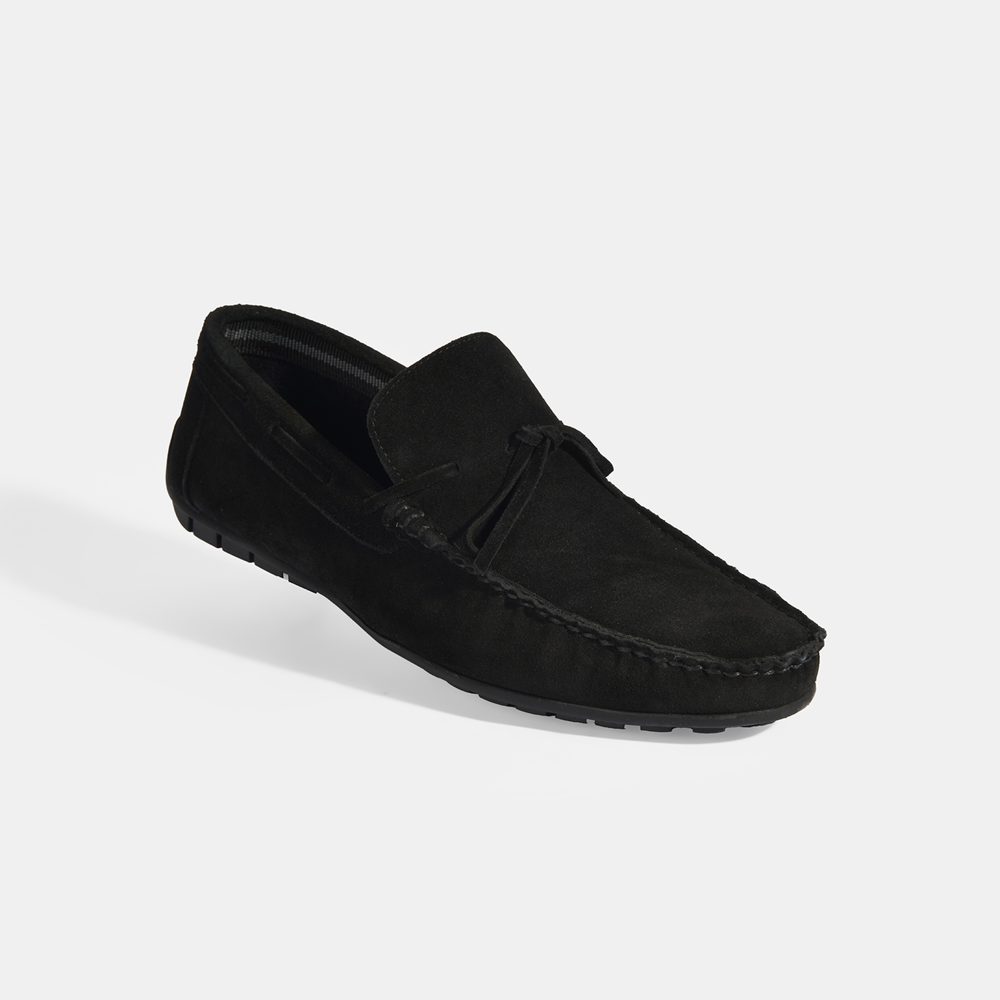 Calandra Siyah Erkek Bağcık Detaylı Slip-On Süet Loafer