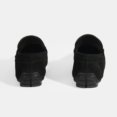  Calandra Siyah Erkek Bağcık Detaylı Slip-On Süet Loafer