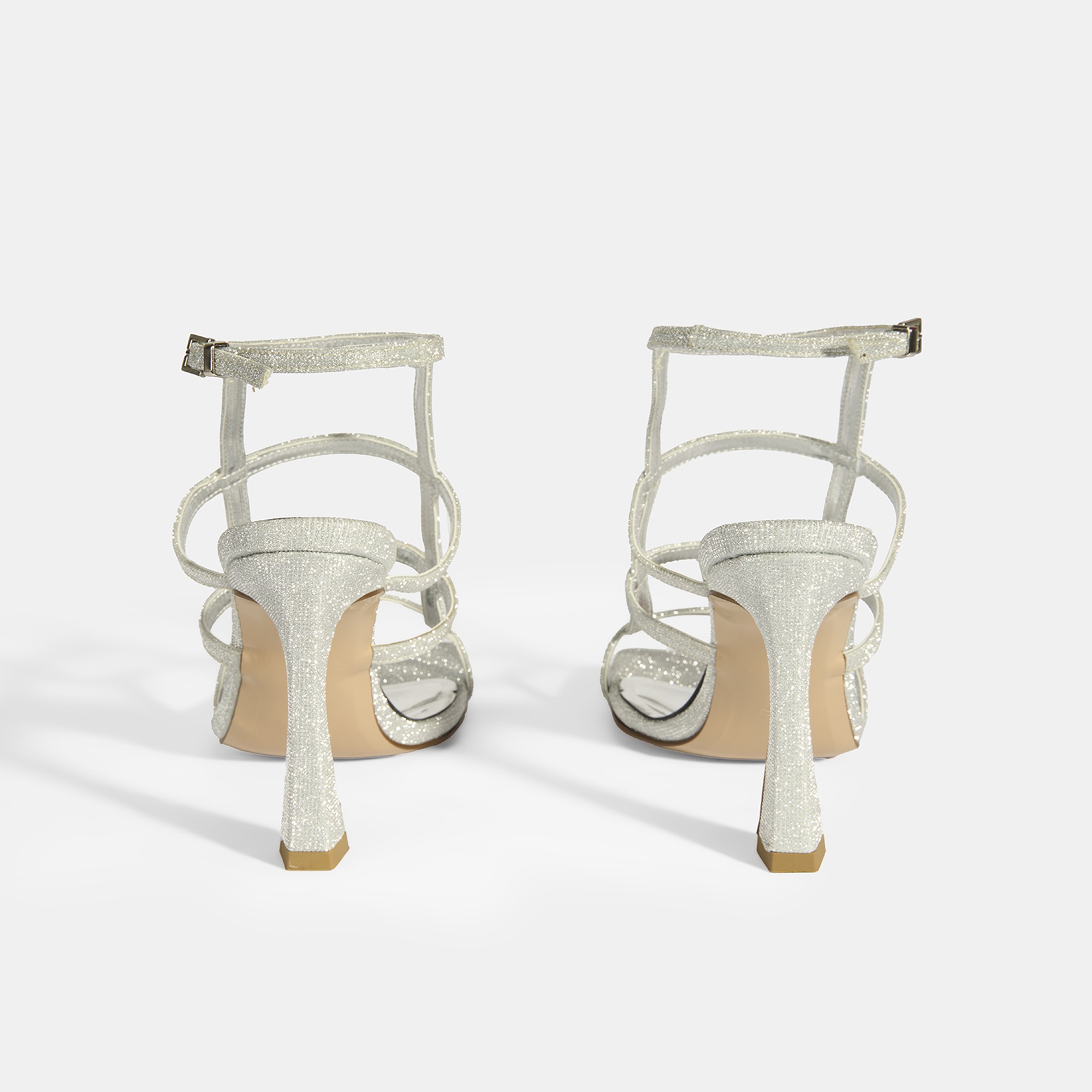 Kadın Gümüş Toka Detaylı Topuklu Abiye Sandalet