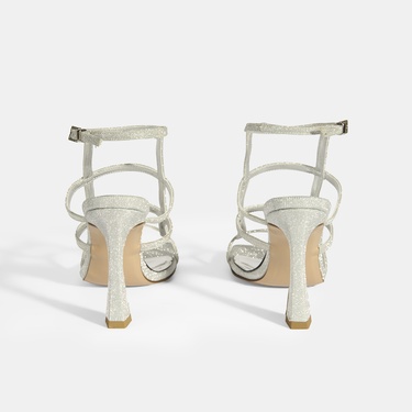  Kadın Gümüş Toka Detaylı Topuklu Abiye Sandalet