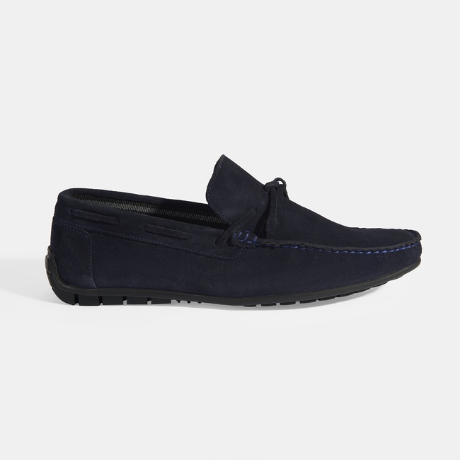  Calandra Lacivert Erkek Bağcık Detaylı Slip-On Süet Loafer