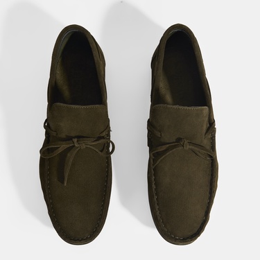  Calandra Haki Erkek Bağcık Detaylı Slip-On Süet Loafer