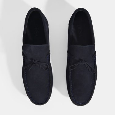 Calandra Lacivert Erkek Bağcık Detaylı Slip-On Süet Loafer