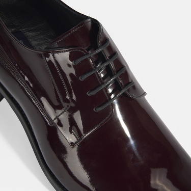  Therese Bordo Erkek Bağcıklı Rugan Klasik Ayakkabı