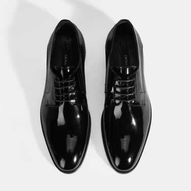  Therese Siyah Erkek Bağcıklı Rugan Klasik Ayakkabı