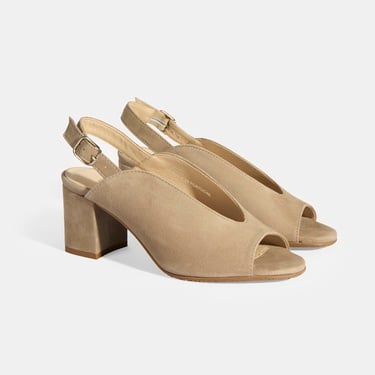  Kadın Vizon DesaComfort Toka Detaylı Slingback Topuklu Günlük Ayakkabı