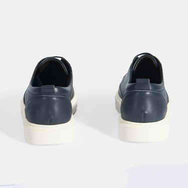  Kadın Lacivert Deri Bağcıklı Spor Ayakkabı