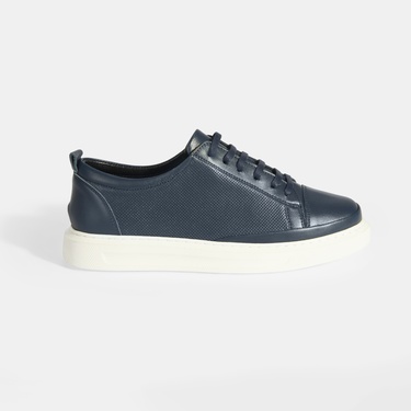  Kadın Lacivert Deri Bağcıklı Spor Ayakkabı