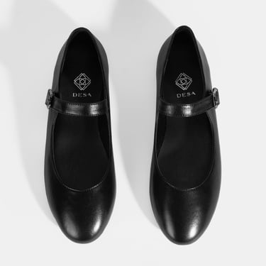  Kadın Siyah Deri Mary Jane Babet