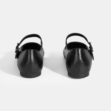  Kadın Siyah Deri Mary Jane Babet