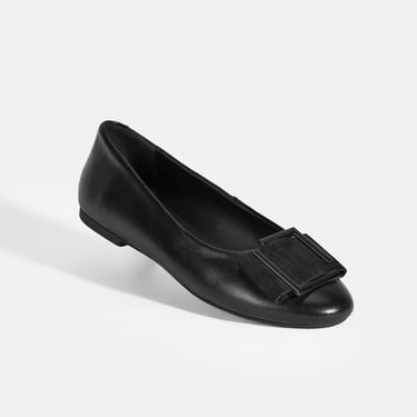  Kadın Siyah Tokalı Deri Babet