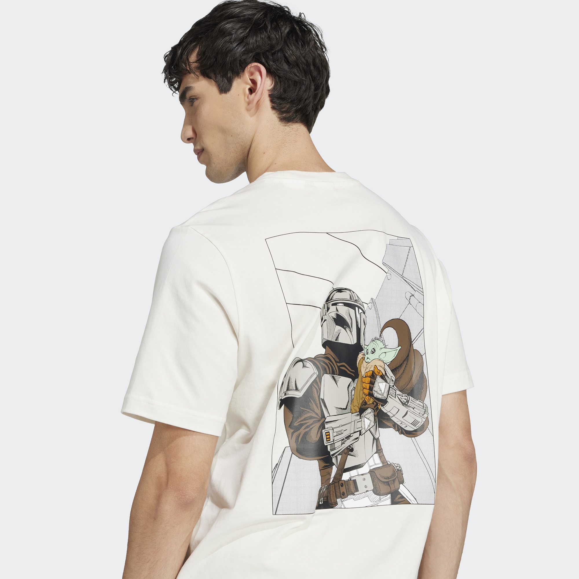 adidas X Star Wars The Mandalorian Regular Fit Back Graphic Erkek Beyaz T-Shirt