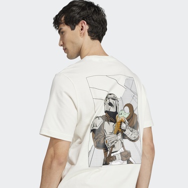  adidas X Star Wars The Mandalorian Regular Fit Back Graphic Erkek Beyaz T-Shirt