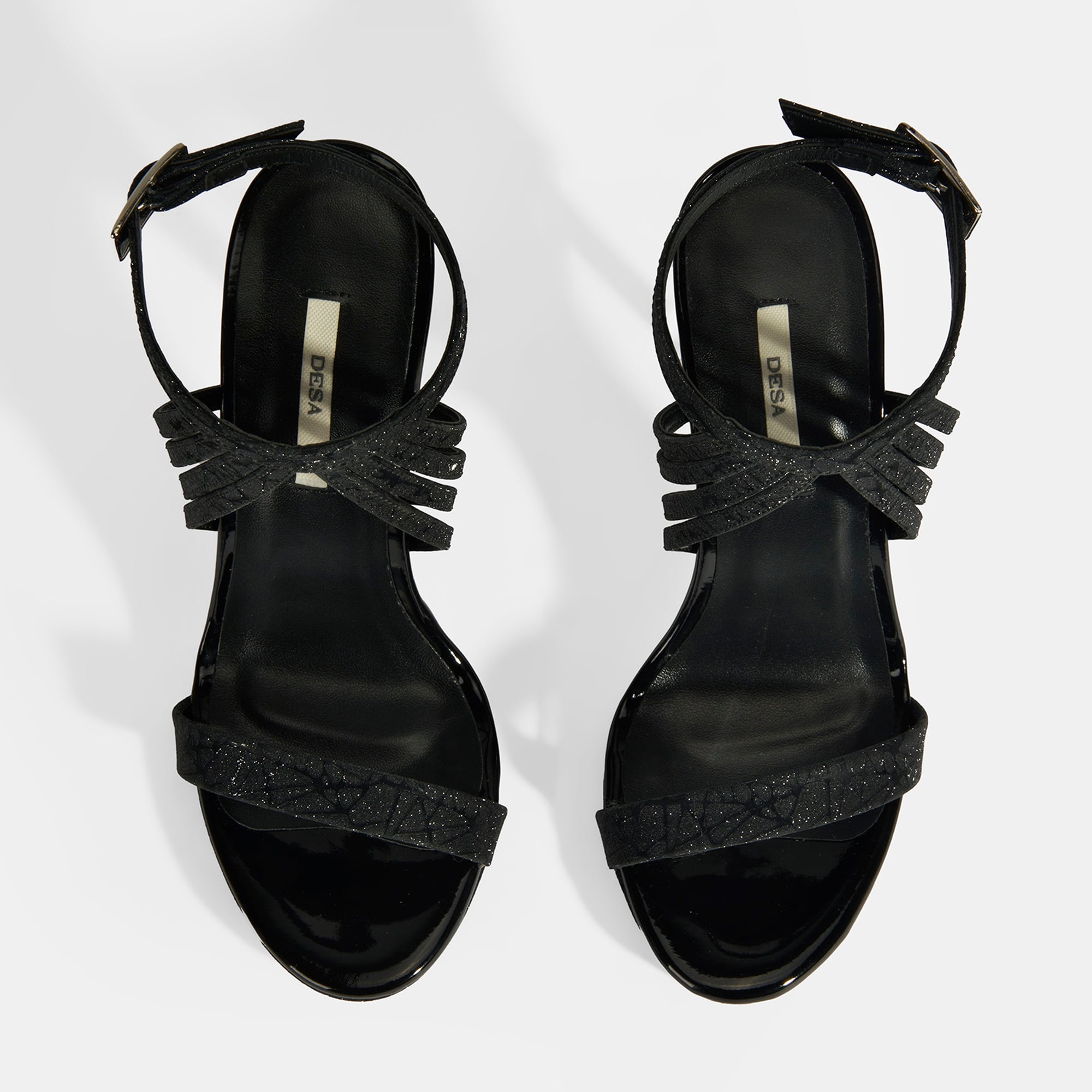 Kadın Siyah Simli Bantlı Topuklu Abiye Sandalet