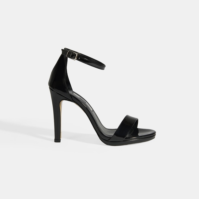  Kadın Bantlı Siyah Topuklu Abiye Sandalet