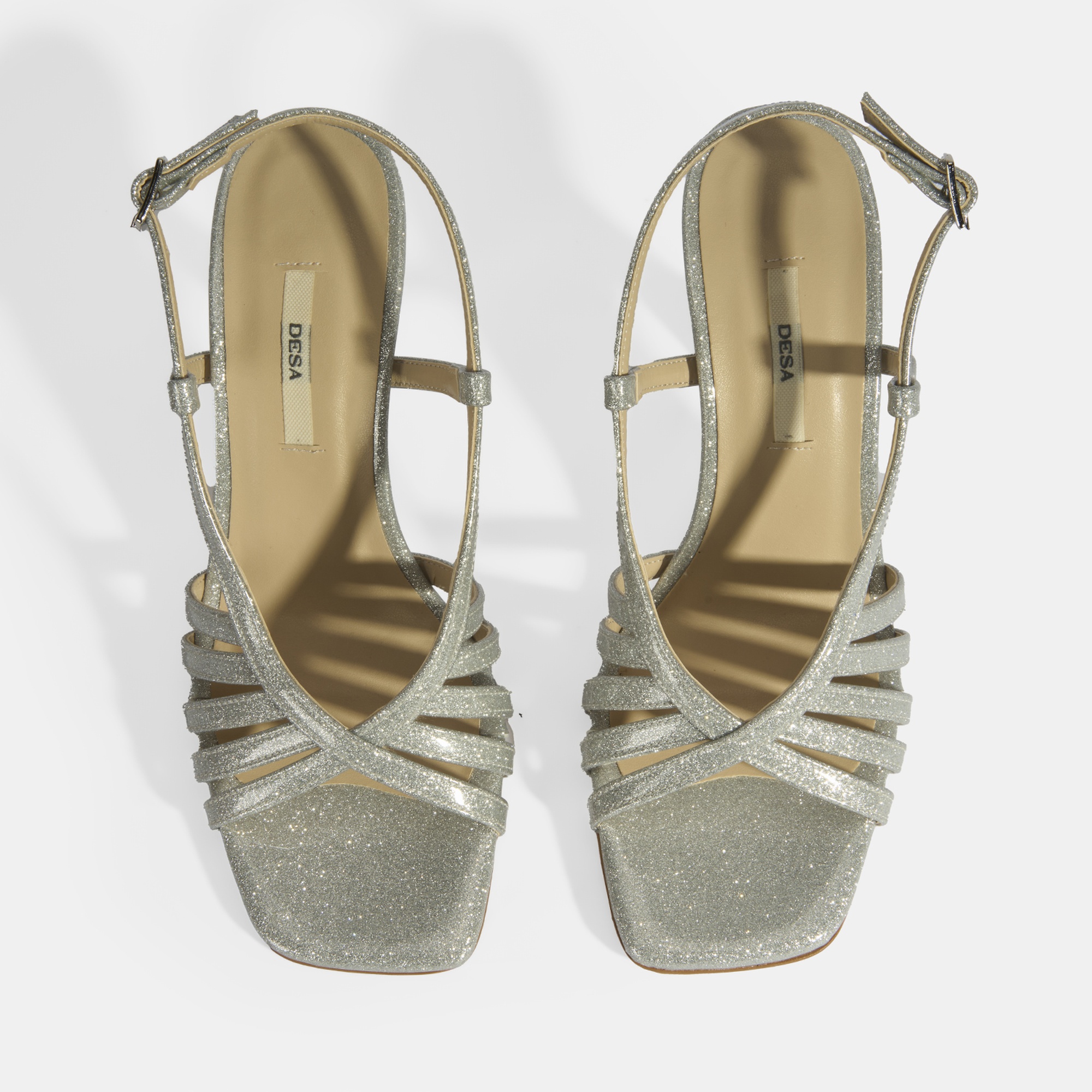 Kadın Gümüş Simli Topuklu Abiye Sandalet