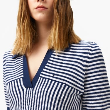  Nautica Kadın Lacivert Regular Fit Çizgili Triko