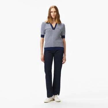  Nautica Kadın Lacivert Regular Fit Çizgili Triko