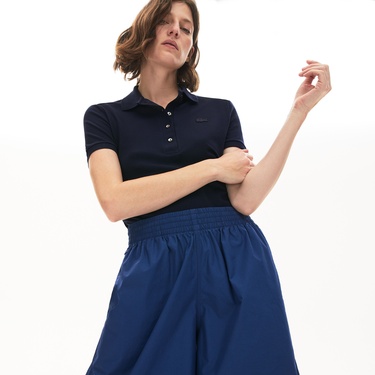  Lacoste L.12.D Kadın Slim Fit Lacivert Polo