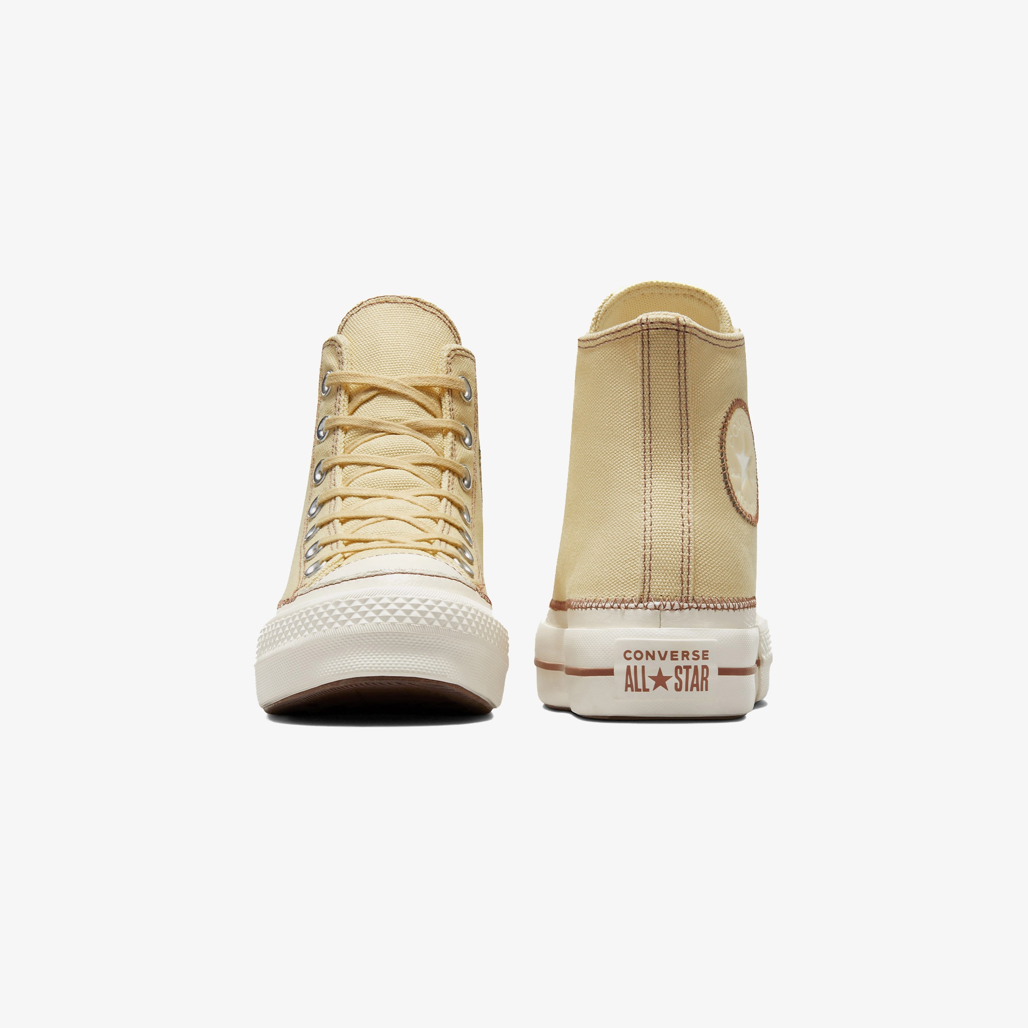 Converse Chuck Taylor All Star Lift Platform Contrast Stitching Kadın Bej Sneaker