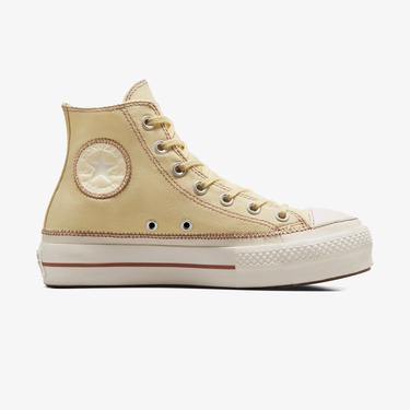  Converse Chuck Taylor All Star Lift Platform Contrast Stitching Kadın Bej Sneaker